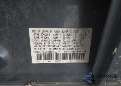 2006 Acura Tsx из США, поврежденный, VIN JH4CL96946C019770